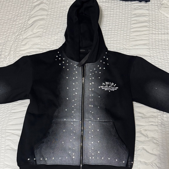 AMIRI Black and Silver Hoodie Jacket